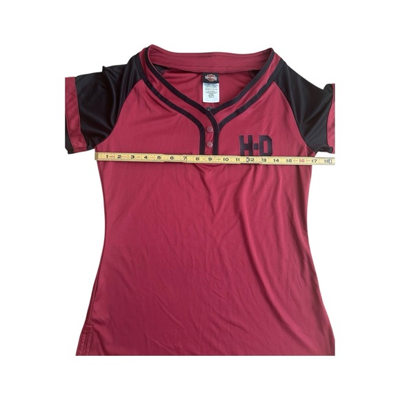 Harley Davidson T-Shirt Women's Medium Ringer Tee Columbia SC Red Henley - Picture 5 of 9